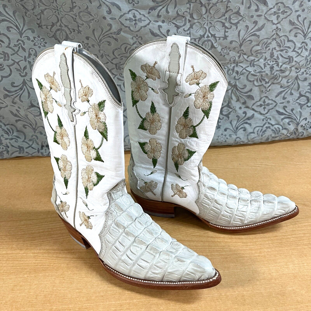 Rodeo Bravo White floral Boots Size 7